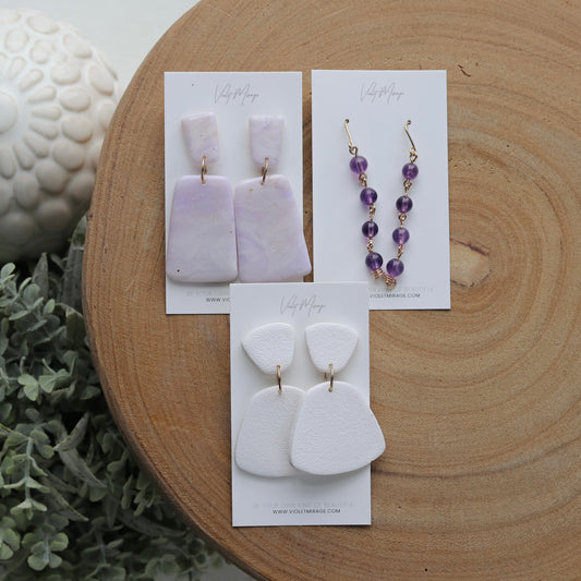 Selene Earrings In Purple Marble