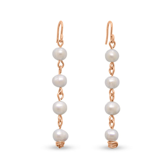 Dangling Gemstone Earrings in Pearl